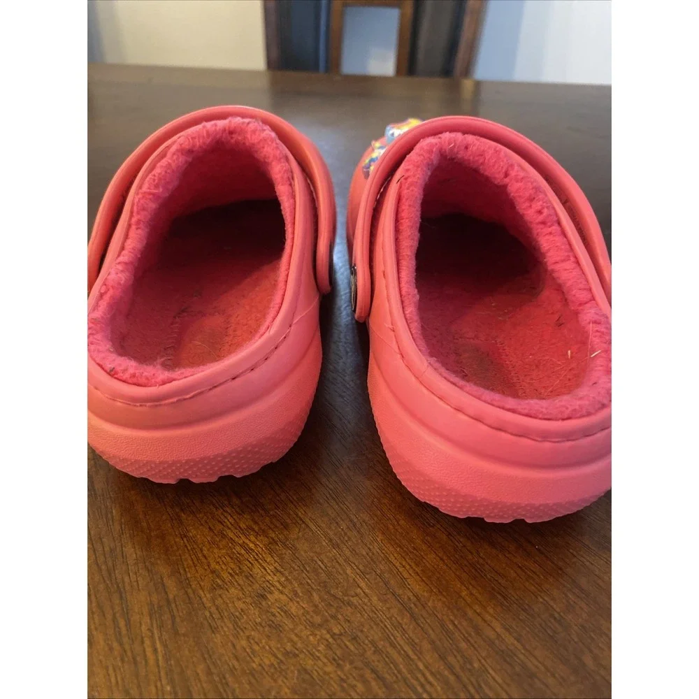Crocs Lined Clogs Pink Unicorn Cat Bubble Gum‎ Jibbitz Girls Size C10